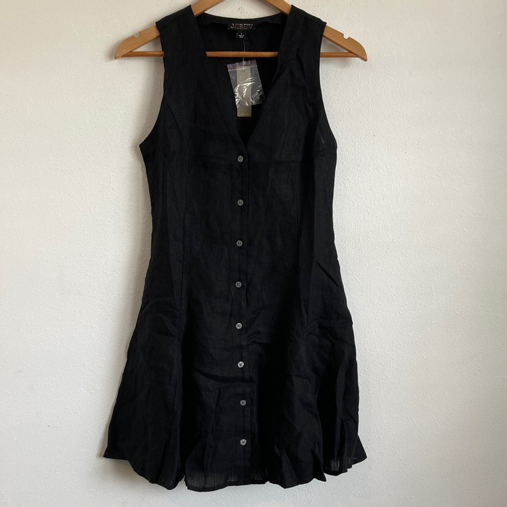 J Crew Womens Linen mini dress Size 2 Black Color